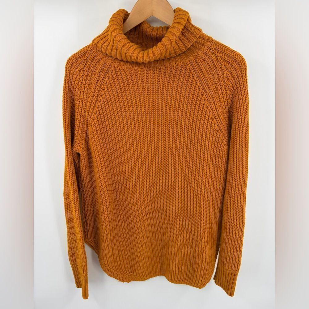 Silence + Noise women’s mustard yellow knit pullover cowl neck sweater size M